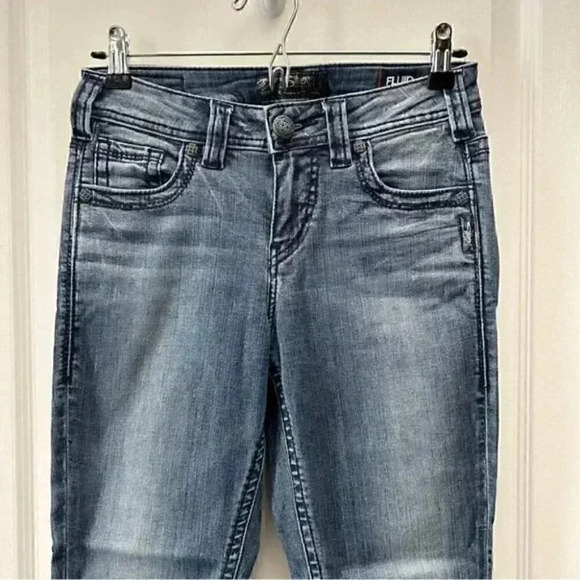 Silver Skinny Jeans Aiko High Capri Ankle Crop Mid Blue Denim Size 26 - Picture 5 of 16